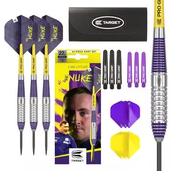 Target Darts Luke Littler Brass Steel Tip Dart Set 22G Steel Tip Darts Nuke Player Edition Dart Set Dart Accessories –