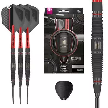 TARGET Darts Scope Steel Tip Swiss Point Tungsten Dart Barrel Steel Tip Dart Red Black Professional Dart Set with Swiss Points Tools Darts, 90% Set,