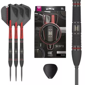 TARGET Darts Scope Steel Tip Swiss Point Tungsten Dart Barrel Steel Tip Dart Red Black Professional Dart Set with Swiss Points Tools Darts, 90% Set,