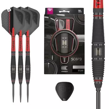 TARGET Darts Scope Steel Tip Swiss Point Tungsten Dart Barrel Steel Tip Dart Red Black Professional Dart Set with Swiss Points Tools Darts, 90% Set,