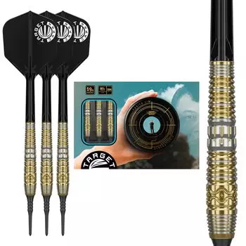 Target Japan PRIME SERIES HOT SHOT G2 2BA SOFT TIP DARTS Вольфрамовые дротики с мягким наконечником 2BA, оперение 19G Shape и наконечник 2BA Black Pixel Shot 90% 90% K-Flex золотой