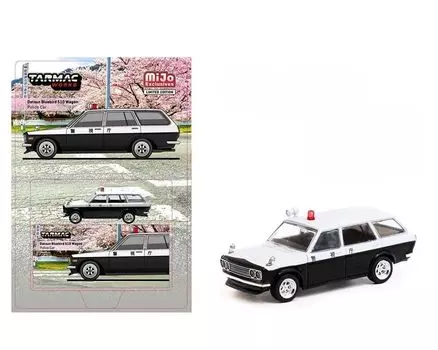 Tarmac Works Datsun 510 Wagon Полицейская машина Полицейская Tarmac Works Bluebird Японская полицейская машина MiJo Limited 1/64 [Предмет] белый