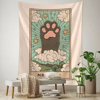 Таро кошачьи лапы гобелен настенный психоделический богемный стиль домашний хиппи колдовство декор общежития для девочек 95x70cm