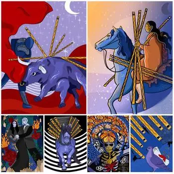 Таро Скелет коррида скандинавский плакат гостиная настенная живопись художественная картина маслом украшение дома 21cm30cm NoFrame