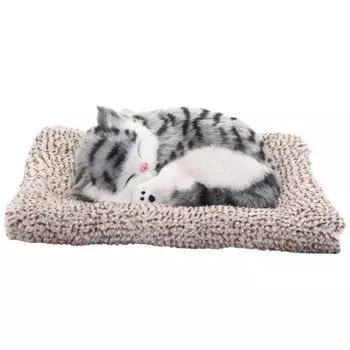 TASINO Realistic Gray Cat Figurine Plush 26 x 18 Lifelike Kitten Car Toy, cm, Cute, Model, Accessories, серый