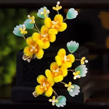 Tassel Ancient Hair Clip Pearl Hanfu Headwear Retro Silk Flower Hairpin Children Style4