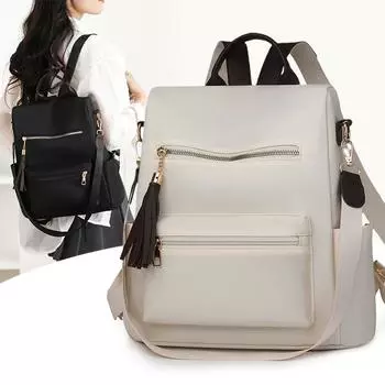 Рюкзак с кисточками для школьников, вместительный многосекционный женский рюкзак для поездок на работу, многофункциональная сумка через плечо чёрный