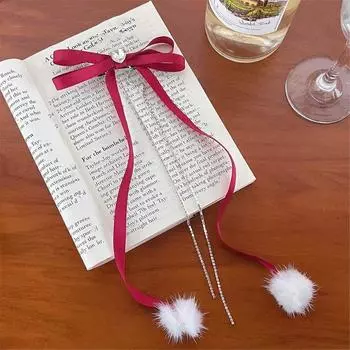 Tassel Bowknot Hair Clip Rhinestone Sweet Barrettes Bow Crystal Duckbill Clip Female/Children