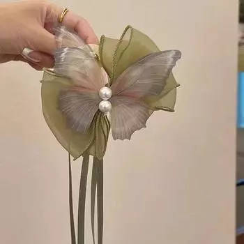 Tassel Butterfly Hair Claw Pearl Big Hair Claw Fashion Bowknot Ribbon Hair Clip Female