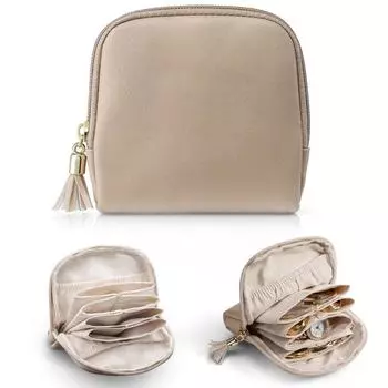 Tassel Jewelry Packing Bag PU Leather Jewelry Storage Case Pocket Purse Jewelry Holder Outdoors коричневый