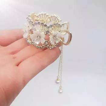 Tassel Pearl Hair Claws Flowers Hair Clip Women Barrettes Ponytail Holder Hairpins Hair Accessories Gifts