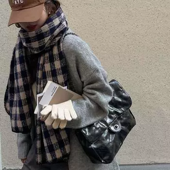 Tassel Plaid Wool Scarf Cashmere Shawl Cape Wraps Retro Long Shawl Women/Men зелёный