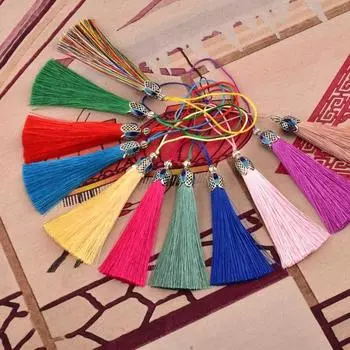 Tassels Anti-drop Mobile Phone Lanyard Mobile Phone Straps Phone Pendant Silk Cloisonne Keychain розовый