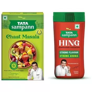 Тата Сампанн Хинг (Бандхани Хинг), Рекомендовано шеф-поваром Сандживом Капуром, составная асафетида, 100 г и тата сампанн чаат масала, 100 г.