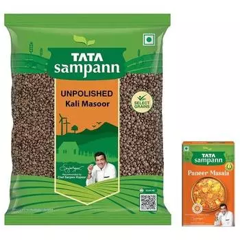 TATA Sampann Нешлифованный кали масур дал, 1 кг и тата сампан панир масала с натуральными маслами, приготовленный шеф-поваром Сандживом Капуром, 100 г
