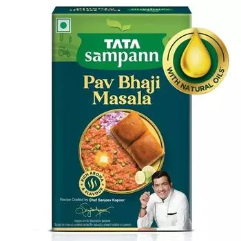 TATA Sampann Пав Бхаджи Масала с натуральными маслами, 100 г, приготовленный шеф-поваром Сандживом Капуром, с эксклюзивным советом шеф-повара, насыщенный аромат и вкус