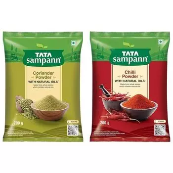 TATA Sampann Порошок чили с натуральными маслами, 200 г и порошок кориандра Tata Sampann с натуральными маслами, 200 г