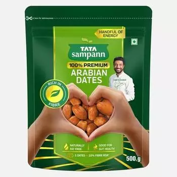 Tata Sampann Premium Arabian Dates, 500g, Rich in Fibre, Naturally Fat-Free, Good for Gut Health