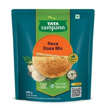 Тата Сампанн Рава Доса Микс | Готовая смесь для завтрака | Легко готовить | Золотистые, хрустящие и вкусные доса | Быстрорастворимая смесь Доса | 500 г 500G