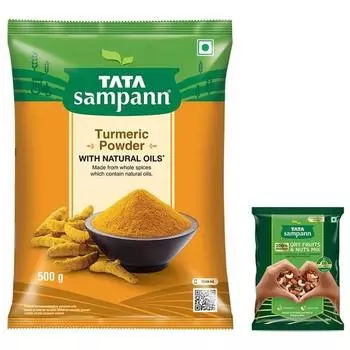 TATA Sampann Смесь сухофруктов и орехов, 200 г и порошок куркумы Tata Sampann с натуральными маслами, 500 г