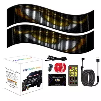 TATACLEA Devil Eye для автомобиля Свет Дьявольский глаз Редактируемый узор и текст Светодиодная бегущая строка 20*64Pixel (10*35cm)