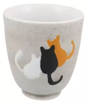Tatezando Hasami Ware Daishin Kiln Tea Cup Three Cats Gray 280049 серый