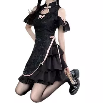 [TatickCuftumes] платье ципао сексуальное косплей лолита одежда цельный черный черный белый белый Различные костюмы платья милый костюм для женщин дамы