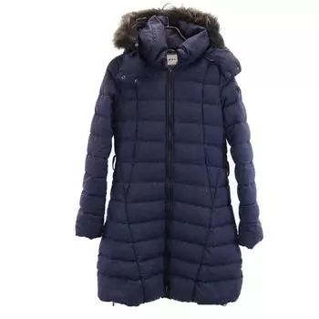 TATRAS wool blend Check Pattern With real fur down coat 2 Navy Women Used