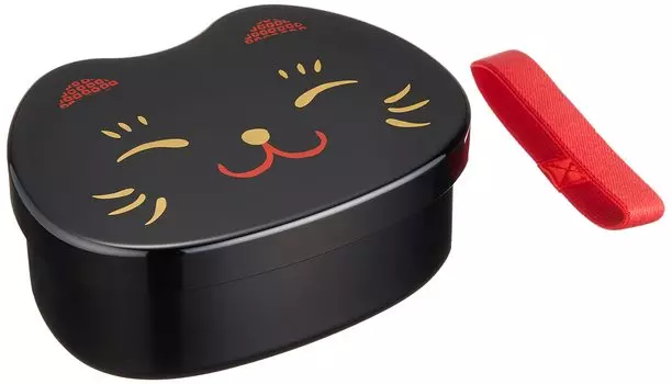 Tatsumiya Cat Face Lunch Box Black Cat W15 30361 Size Approx. D11.2 H6.1