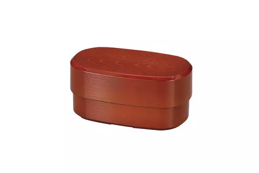 Tatsumiya Двухъярусный Бенто Овальный Деревянный Зерно Бенто Сюнкей Коричневый Мужской (900мл) 301700, коричневый