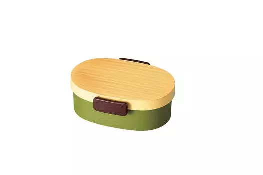 Tatsumiya Плотная текстура древесины Овальный Bento Cypress Green Small 30426