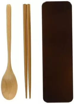 Набор палочек для еды Tatsumiya Spoon Slide Magewappa Сделано в Японии Темно-коричневый 18 см и темно-коричневого