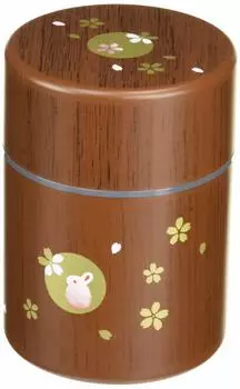 Tatsumiya Tea Canister Round Small Wood Grain Stamp Rabbit Small 56897