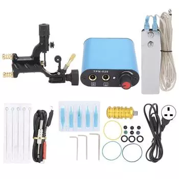Tattoo Machine Kit Liner Shader Tattoo Power Supply Foot Pedal Complete Tattoo Tools 90265VUK Plug UK Plug