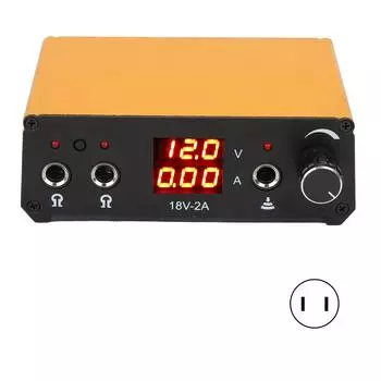 Tattoo Machine Power Supply 3 Holes Aluminum Alloy Gold Tattoo Power Source With Power Cord 90265V US PLUG