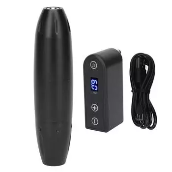 Tattoo Pen Kit with LED Display Power Supply High Speed Motor Wireless Tattoo Pen Kit for Tattooist чёрный