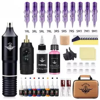 Тату-машинка, набор тату-ручек, беспроводная батарея, встроенная игла, цветной материал, расходные материалы для татуировок, инструмент для татуировок.
