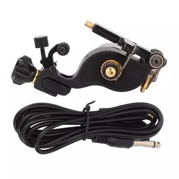 Тату-машинка с вращающимся мотором для татуировки, черный интерфейс RCA, с зажимным шнуром для лайнера-шейдера