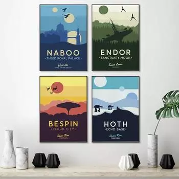 Татуин Планета Хот Принт Винтажная Художественная Живопись Путешествия Фильм Ретро Плакаты Пейзажные Плакаты Настенная Картина Беспин Домашний Декор Без Рамки 21*30cm