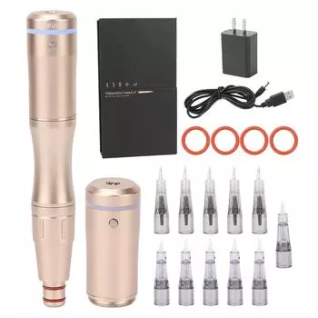 Татуировка Макияж Микроблейдинг Машинка Полуперманентный Брови Губы Подводка для глаз Картридж Игла Ручка US Plug розового золота