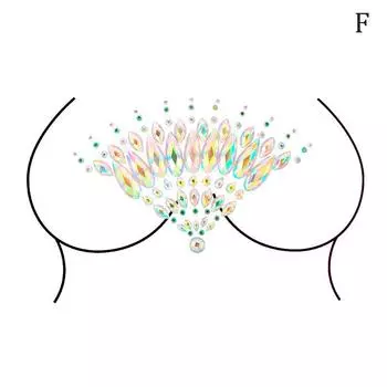 Татуировка на груди с драгоценностями Наклейка на грудь Временная татуировка Блестящие блестки на теле