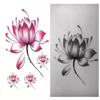 Татуировки Черный Водонепроницаемый Цветок Лотоса Татуировки Наклейки Цветочные Временные Боди-Арт