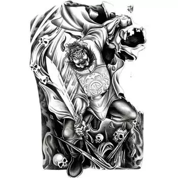 Татуировки на всю спину, большие цветочные татуировки на руку, водонепроницаемые татуировки, наклейки 480*320mm