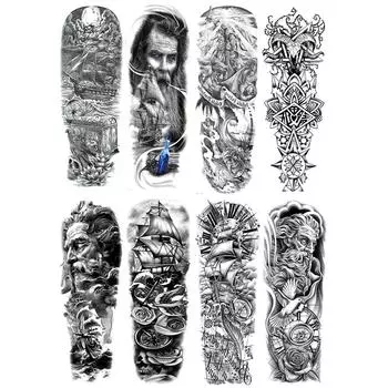 Татуировки Наклейки На Руку Цифры Арт Наклейки Комплект Парусник Пират для Женщин Мужчин Партия A