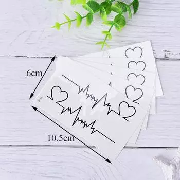 Татуировки с сердцем, временные татуировки ЭКГ, водонепроницаемые одноразовые татуировки, наклейки