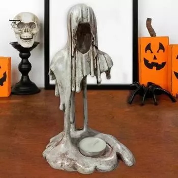 Тающая фигурка «Отбытие» Мрачного жнеца на Хэллоуин, потрепанная белая статуя смерти из смолы, скульптура для домашнего офиса, рабочего стола, книжной полки, украшения белый