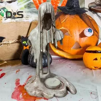 Тающая фигурка «Отбытие» Мрачного жнеца на Хэллоуин, потрепанная белая статуя смерти из смолы, скульптура для домашнего офиса, рабочего стола, книжной полки, украшения белый