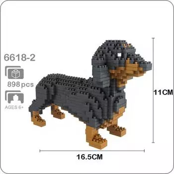 Такса черная собака домашнее животное 3D модель DIY алмаз мини здание нано блоки кирпичная игрушка Dachshund