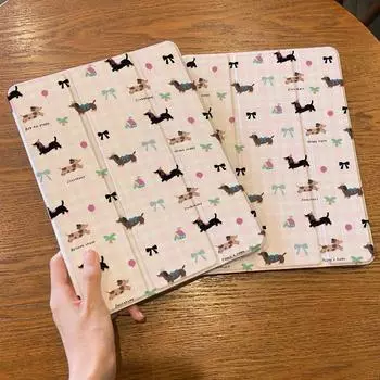 Такса печать для iPad защитный чехол Creativity Gen5/6 тройной прозрачный для Pro2024 11 с держателем карандаша Mini7/6 чехол iPad 2021 Gen910.2