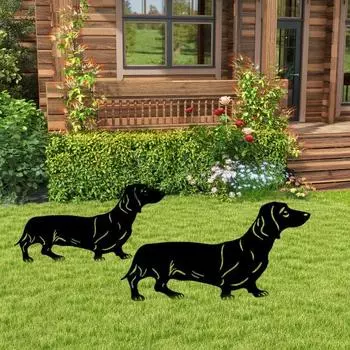 Такса садовый колышек металлический черный силуэт собаки колышек наружный декор такса знак с колышком для двора газона фермы S